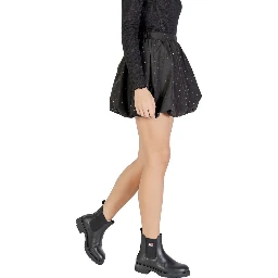 Black Polyester Mini Skirt