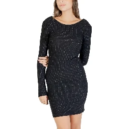 Black Polyester Short Dress