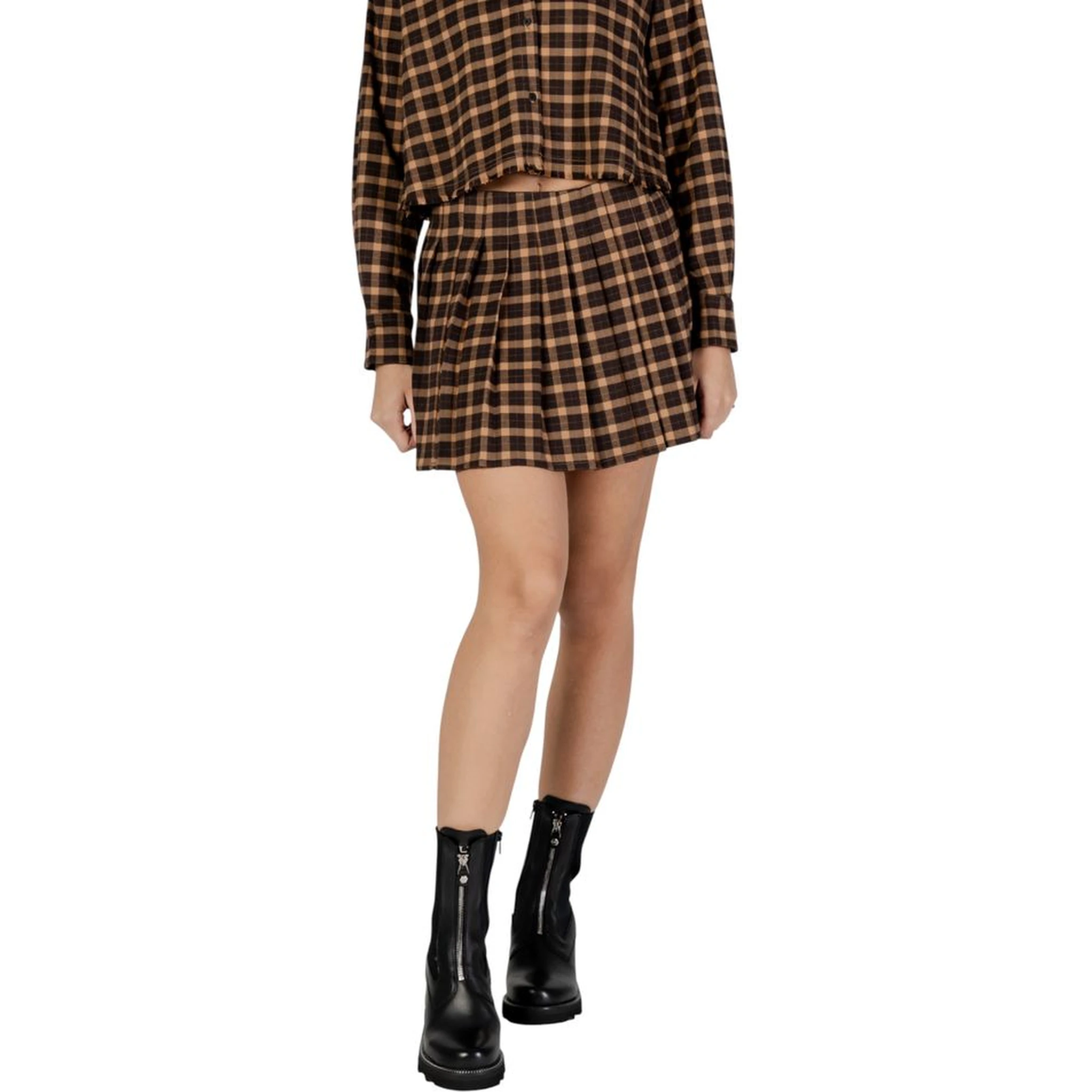Brown Recycled Polyester Mini Skirt