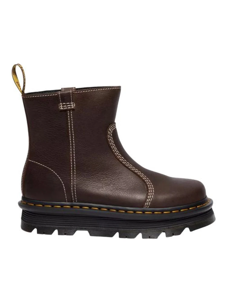 حذاء كاحل من الجلد البني