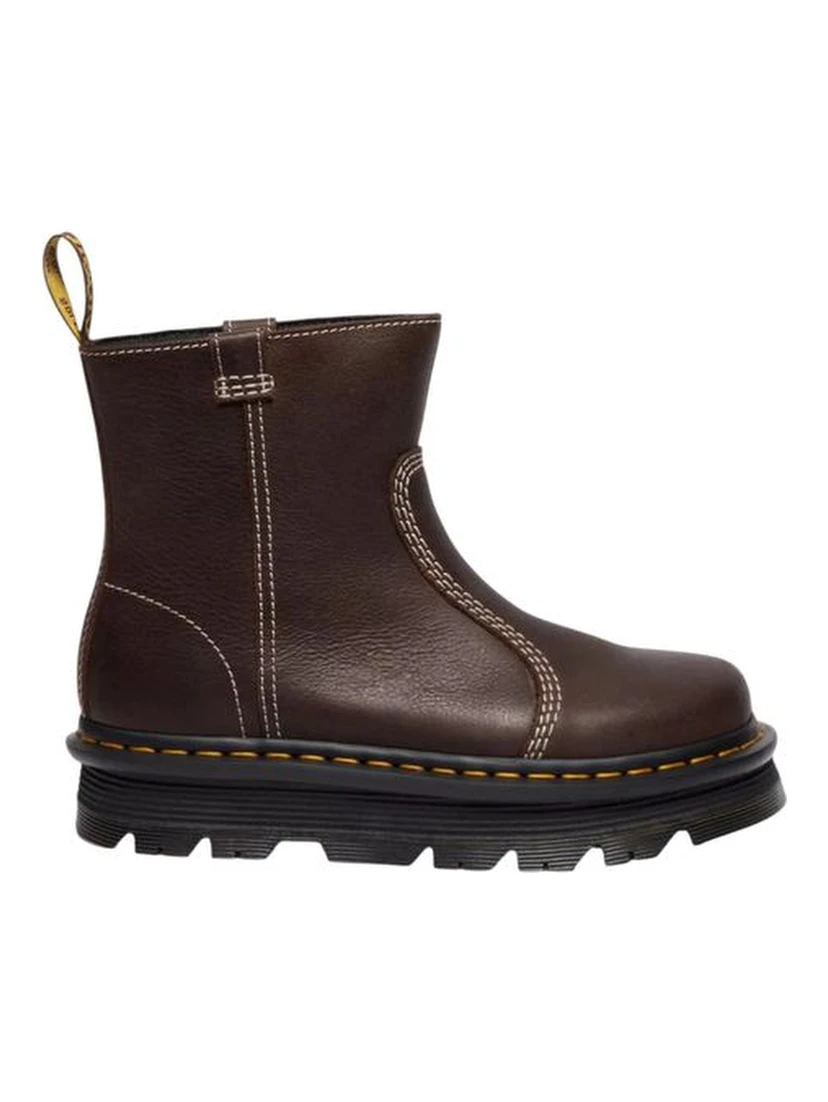 حذاء كاحل من الجلد البني