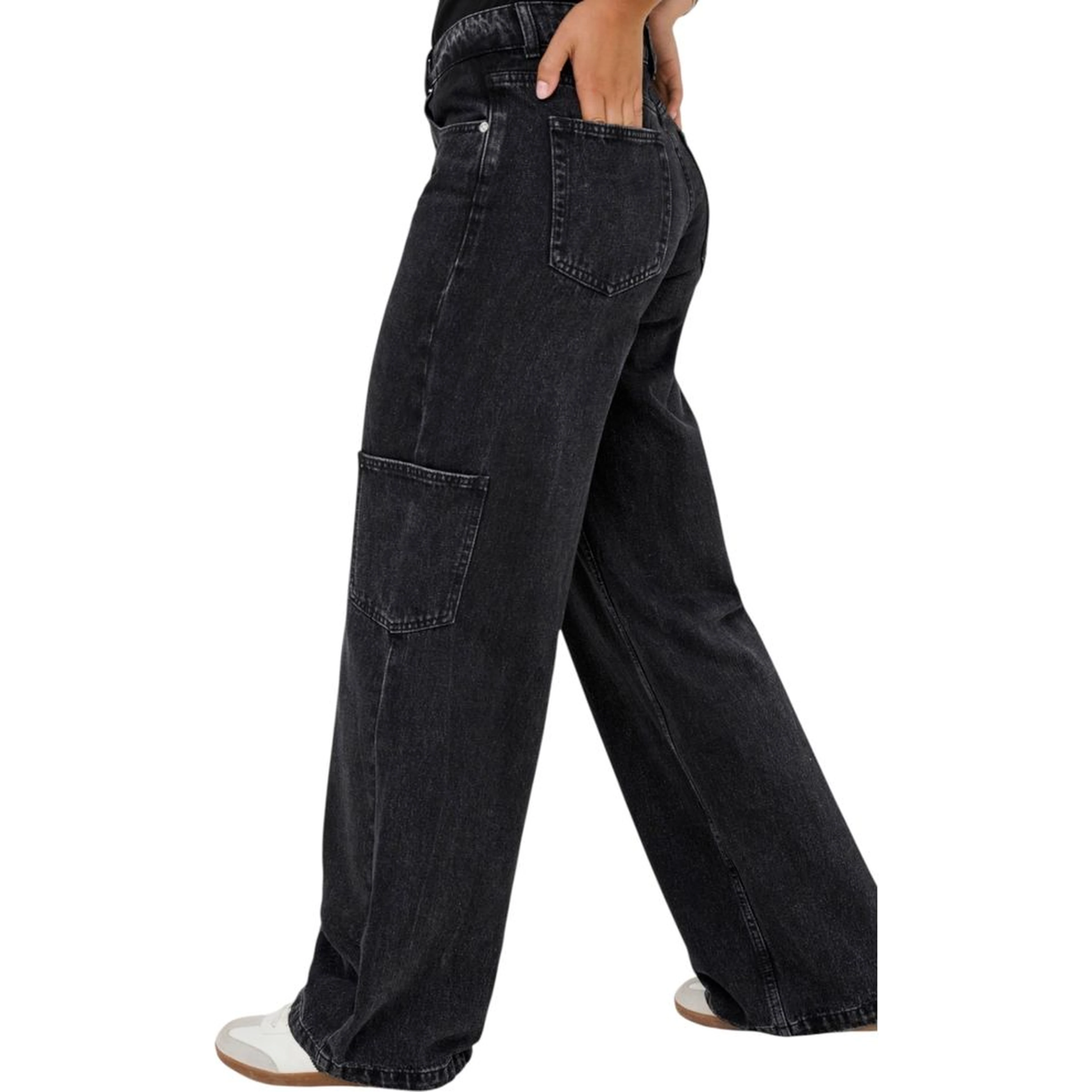 Black Cotton Relaxed Fit Jeans