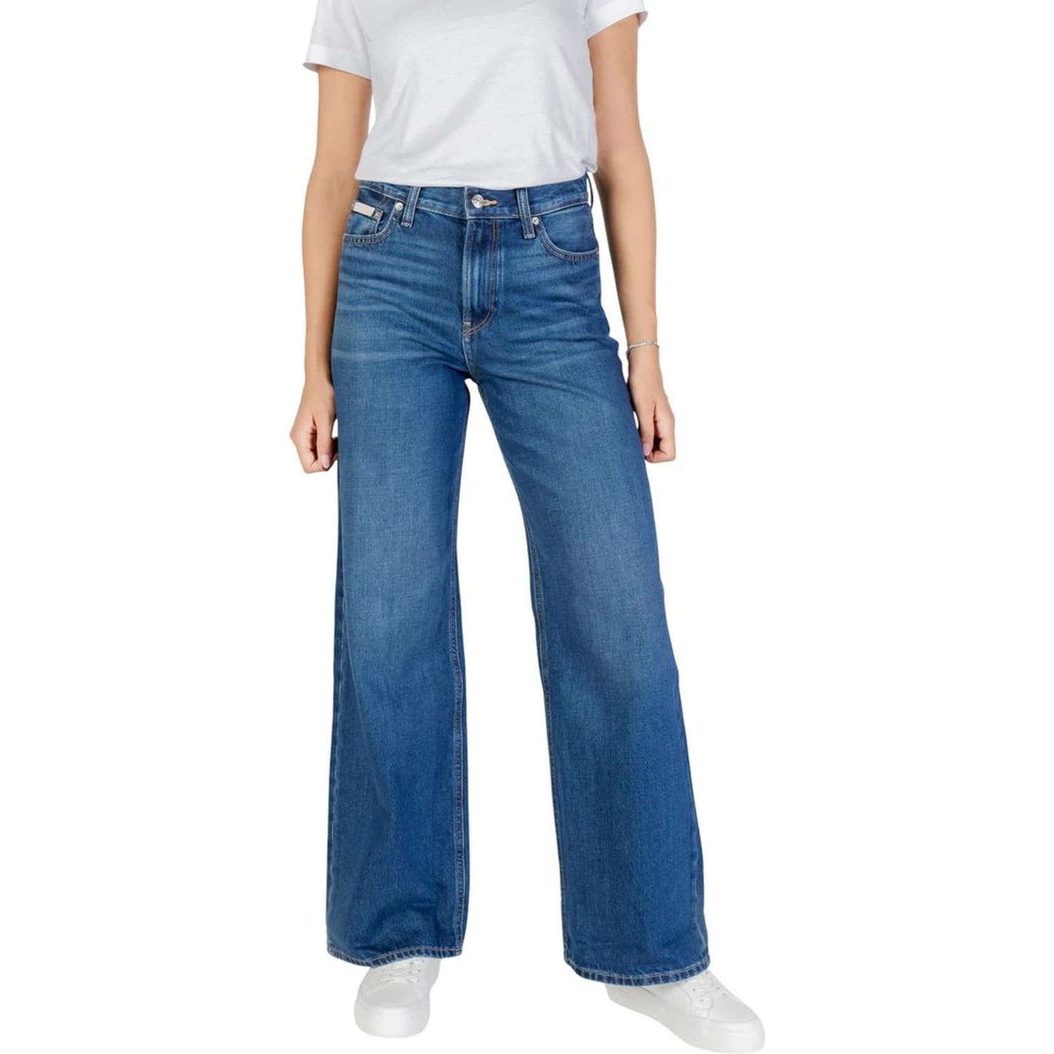 Blue Cotton Boyfriend Jeans