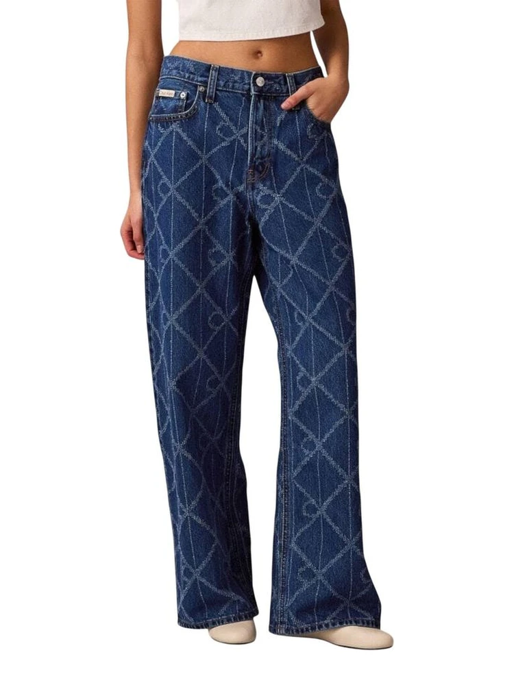 Blue Cotton Boyfriend Jeans