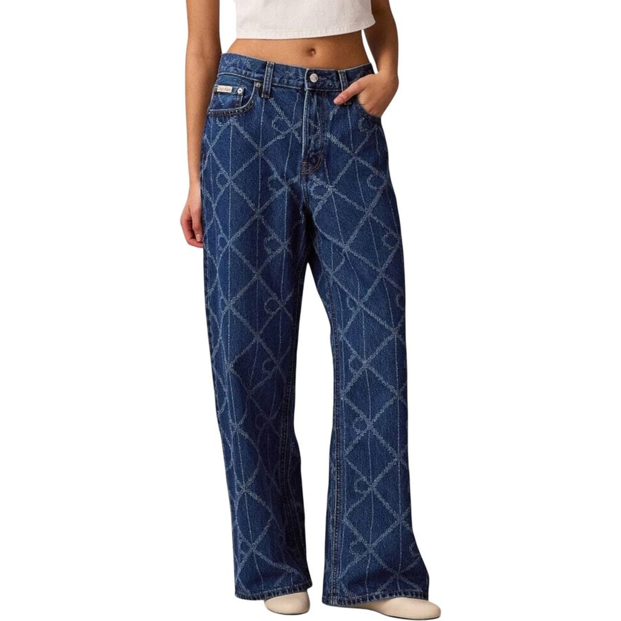 Blue Cotton Boyfriend Jeans