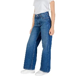 Blue Cotton Boyfriend Jeans