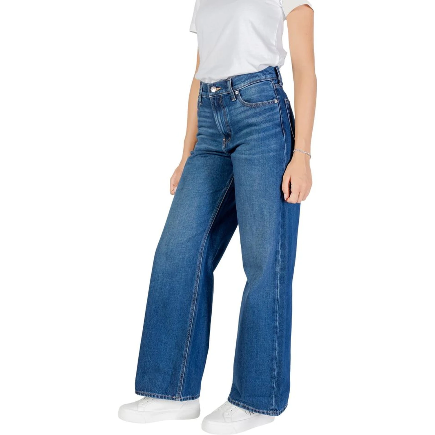 Blue Cotton Boyfriend Jeans