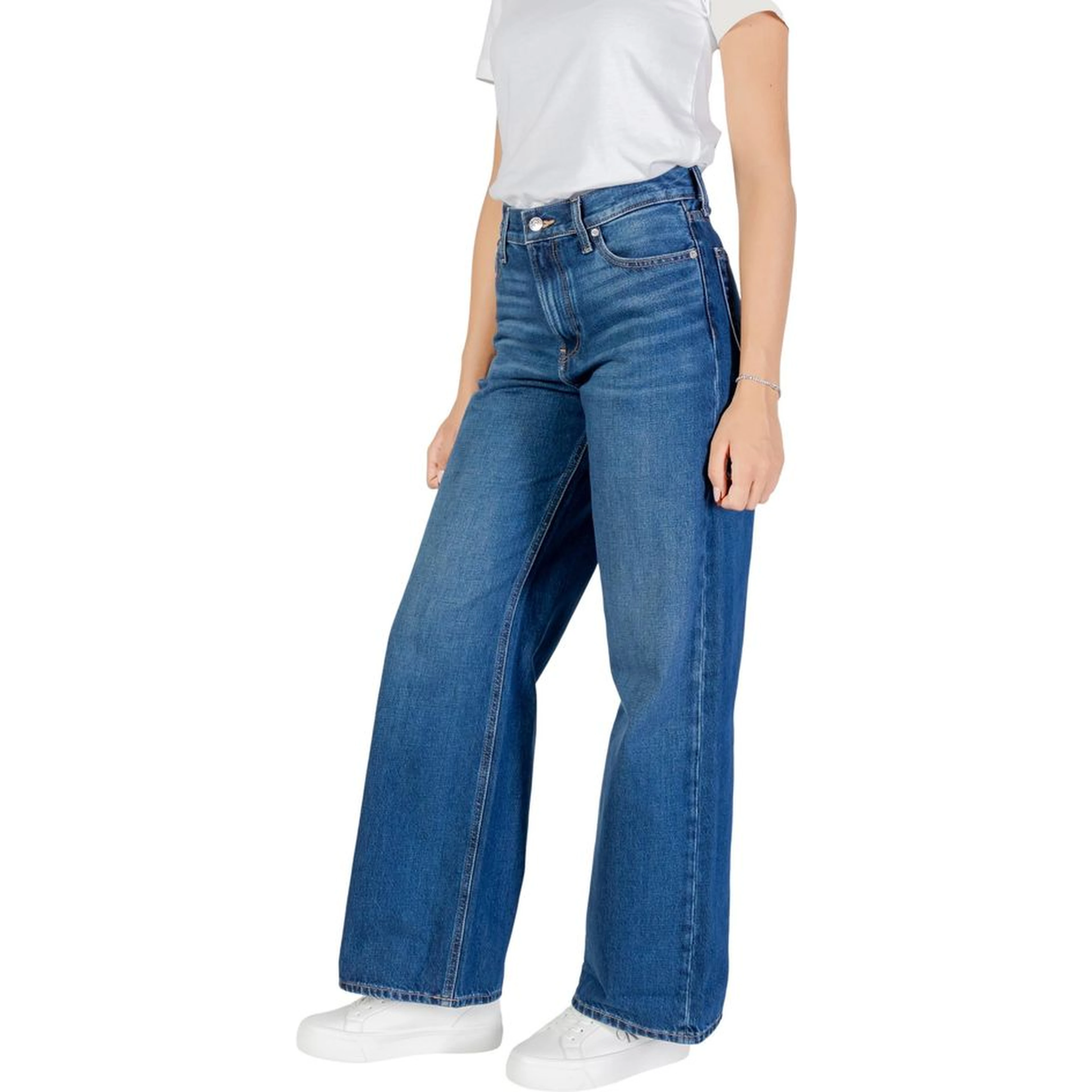 Blue Cotton Boyfriend Jeans