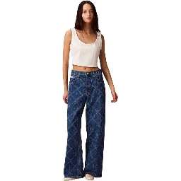 Blue Cotton Boyfriend Jeans