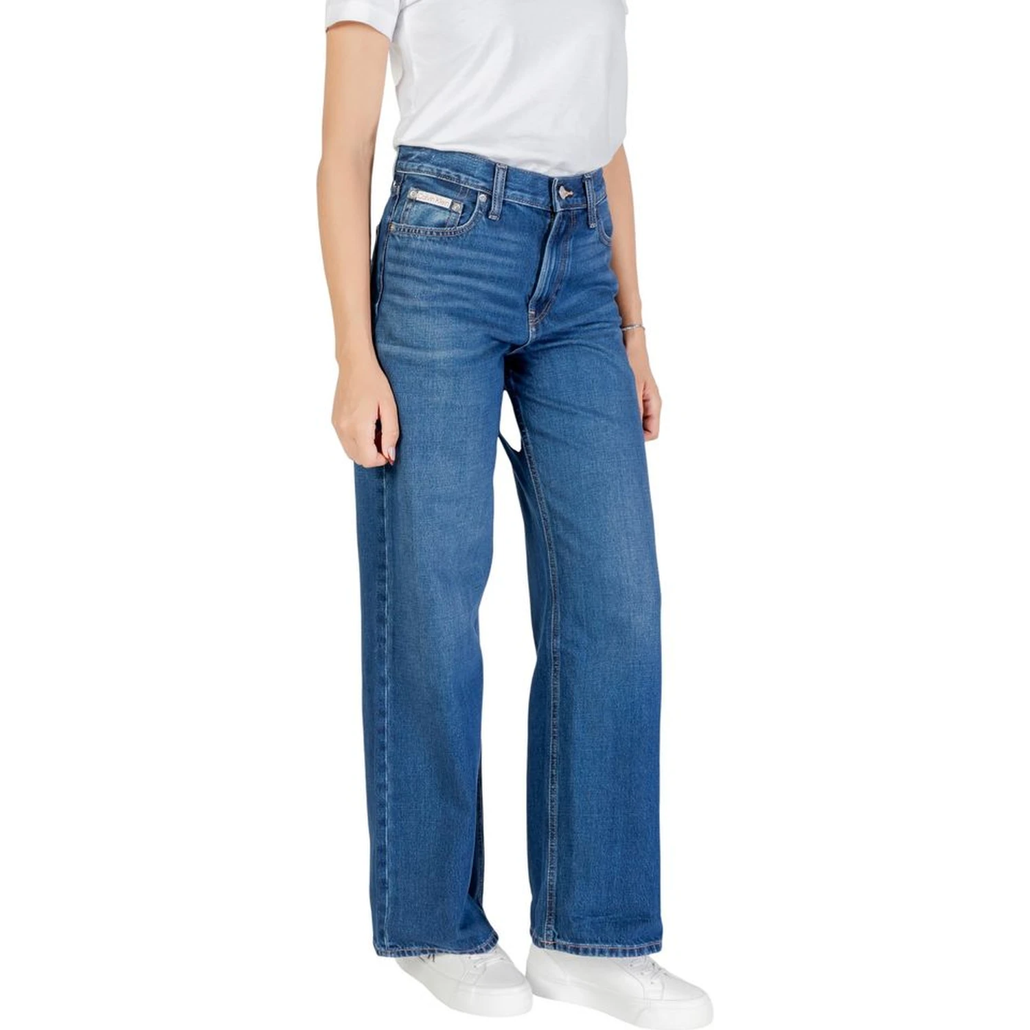 Blue Cotton Boyfriend Jeans