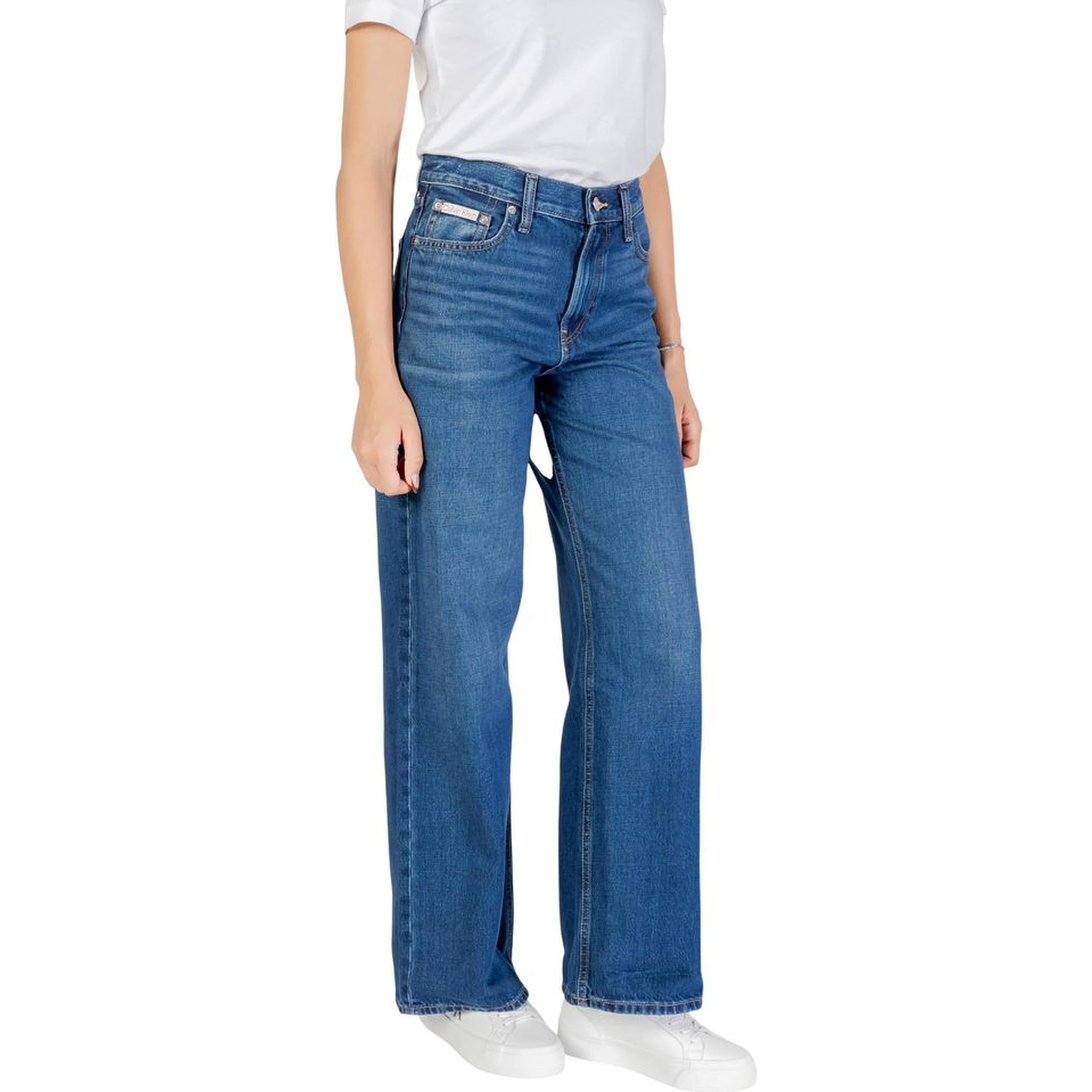 Blue Cotton Boyfriend Jeans