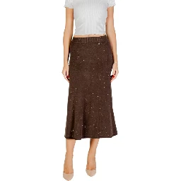 Brown Viscose Long Skirt