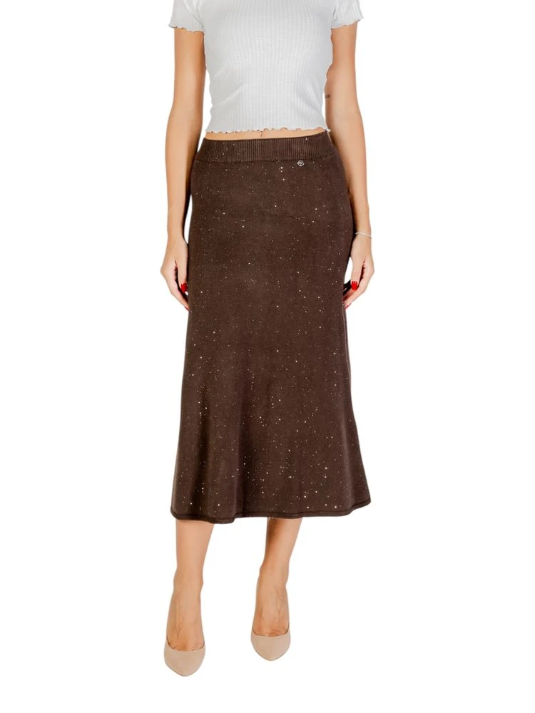 Brown Viscose Long Skirt