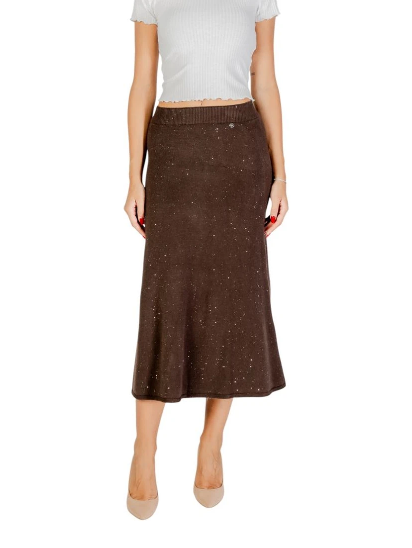 Brown Viscose Long Skirt