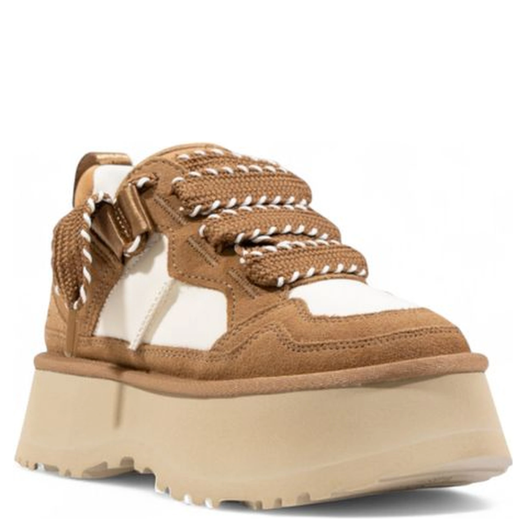 حذاء كاحل من الجلد البيج