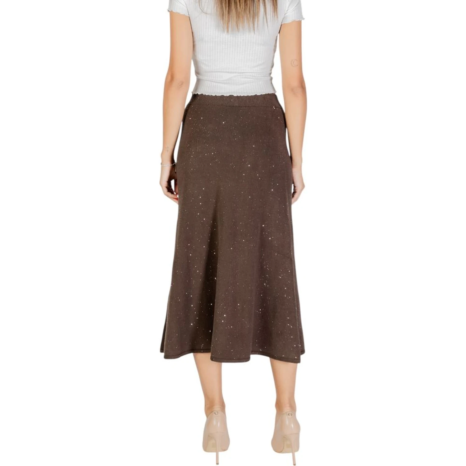 Brown Viscose Long Skirt
