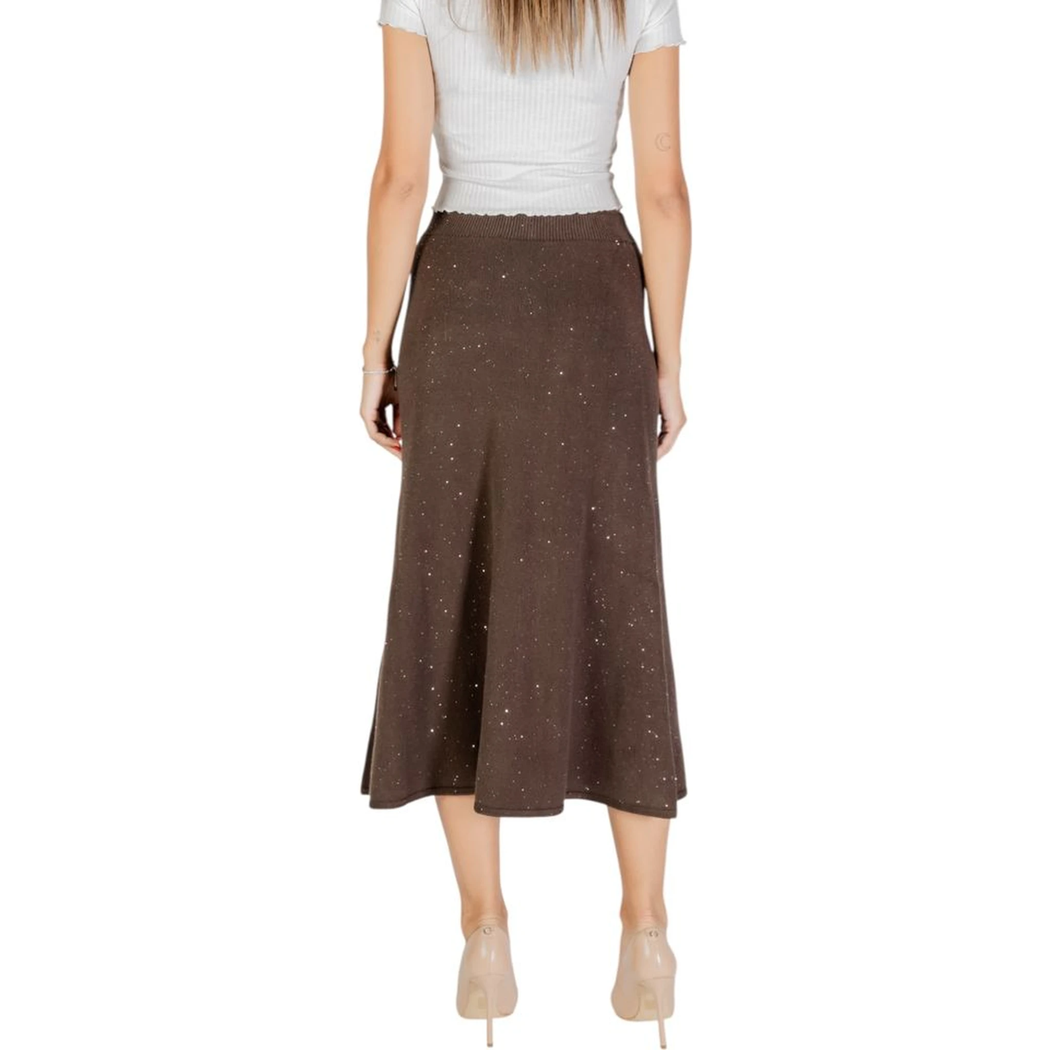 Brown Viscose Long Skirt