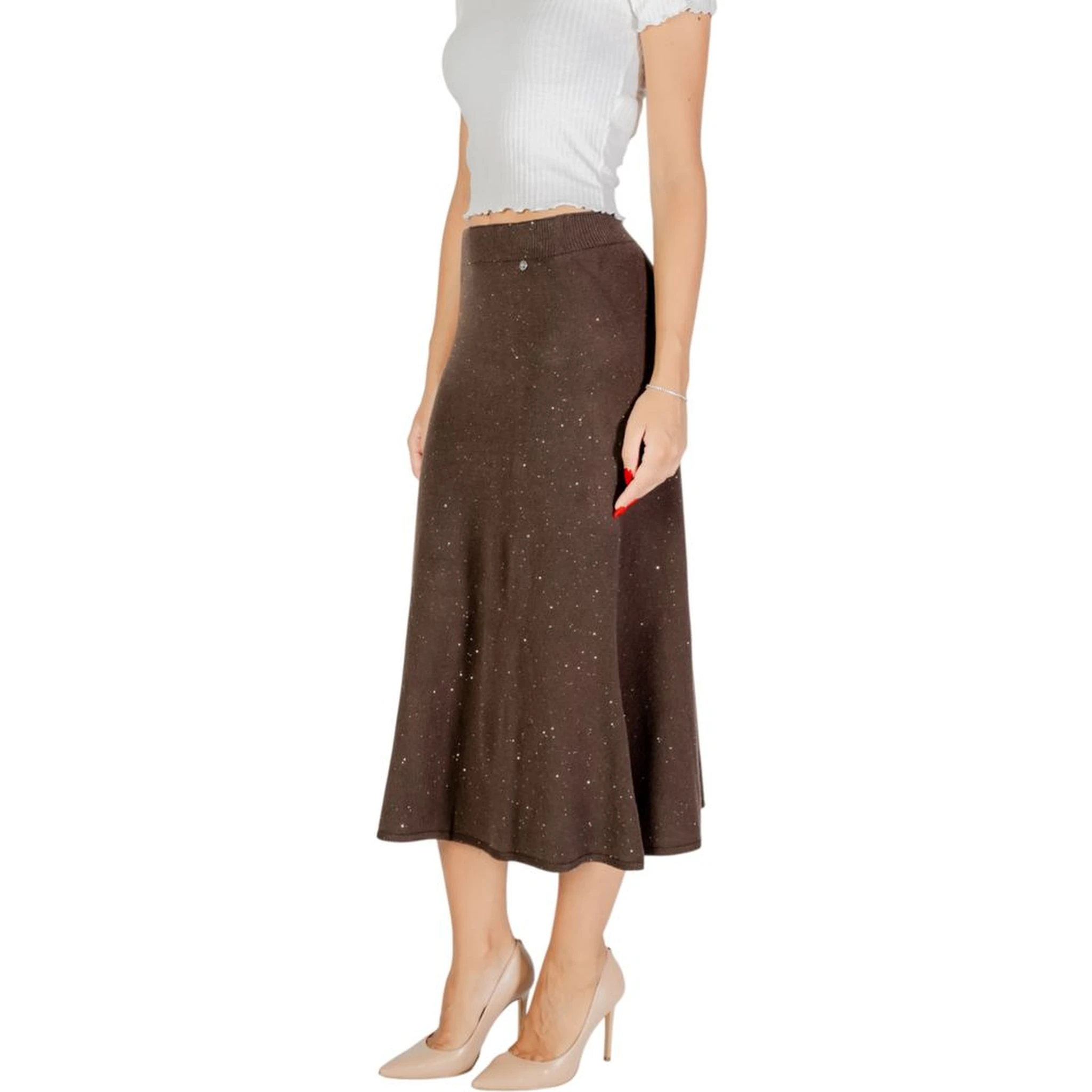 Brown Viscose Long Skirt