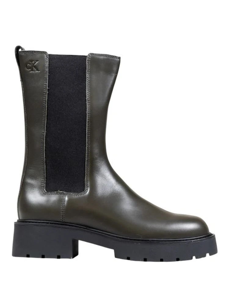 Gray Leather Ankle Boots