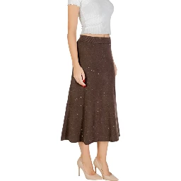 Brown Viscose Long Skirt