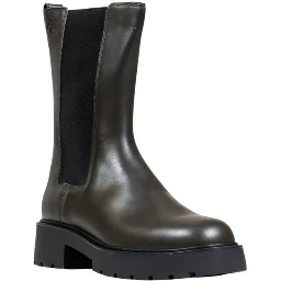 Gray Leather Ankle Boots
