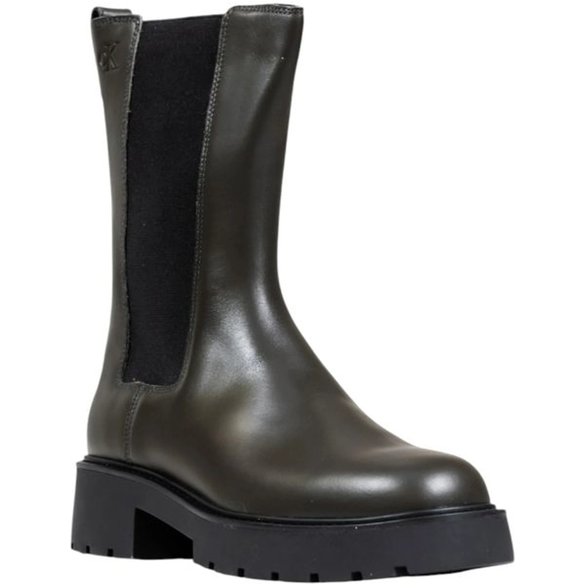 Gray Leather Ankle Boots
