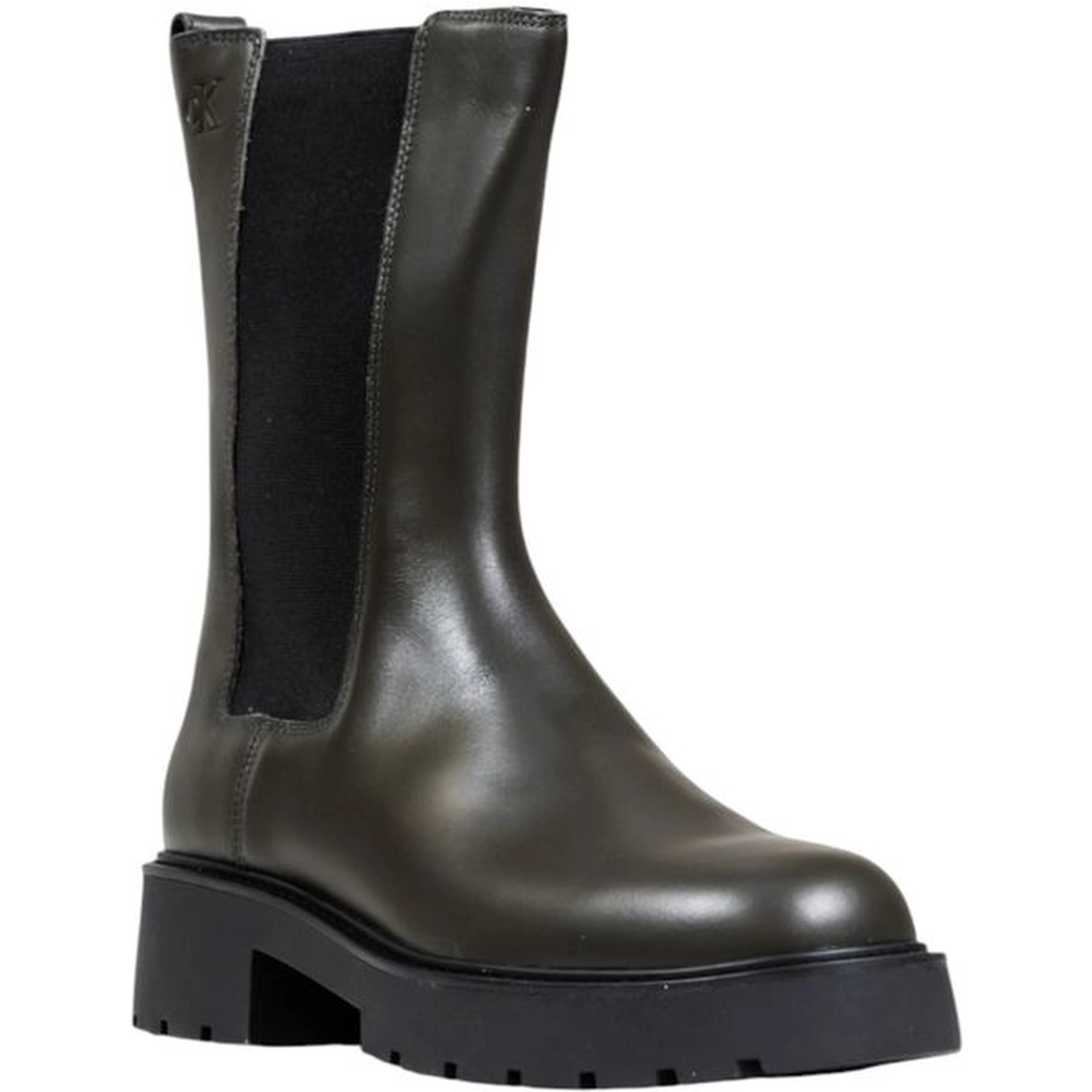 Gray Leather Ankle Boots