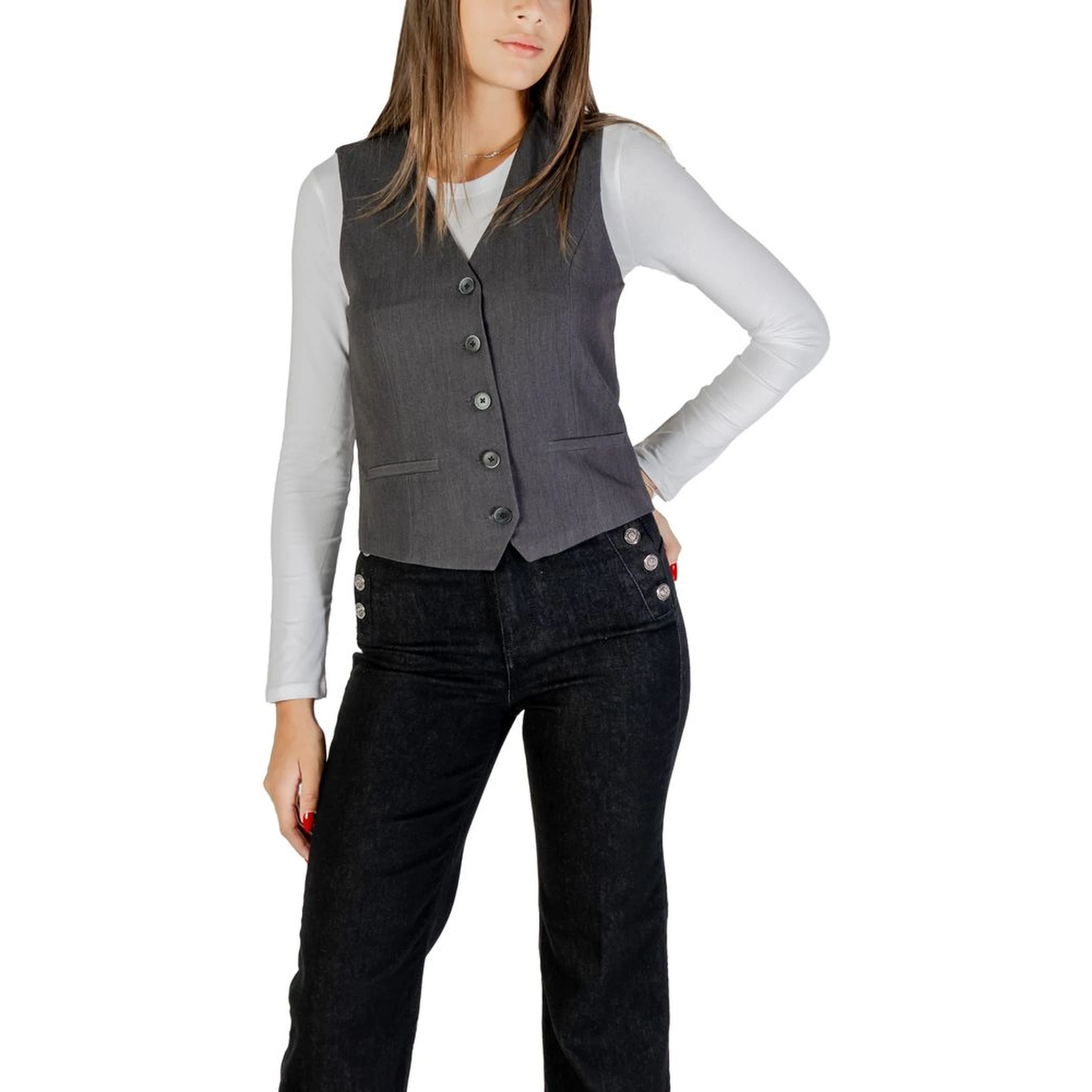 Gray Polyester Waistcoat