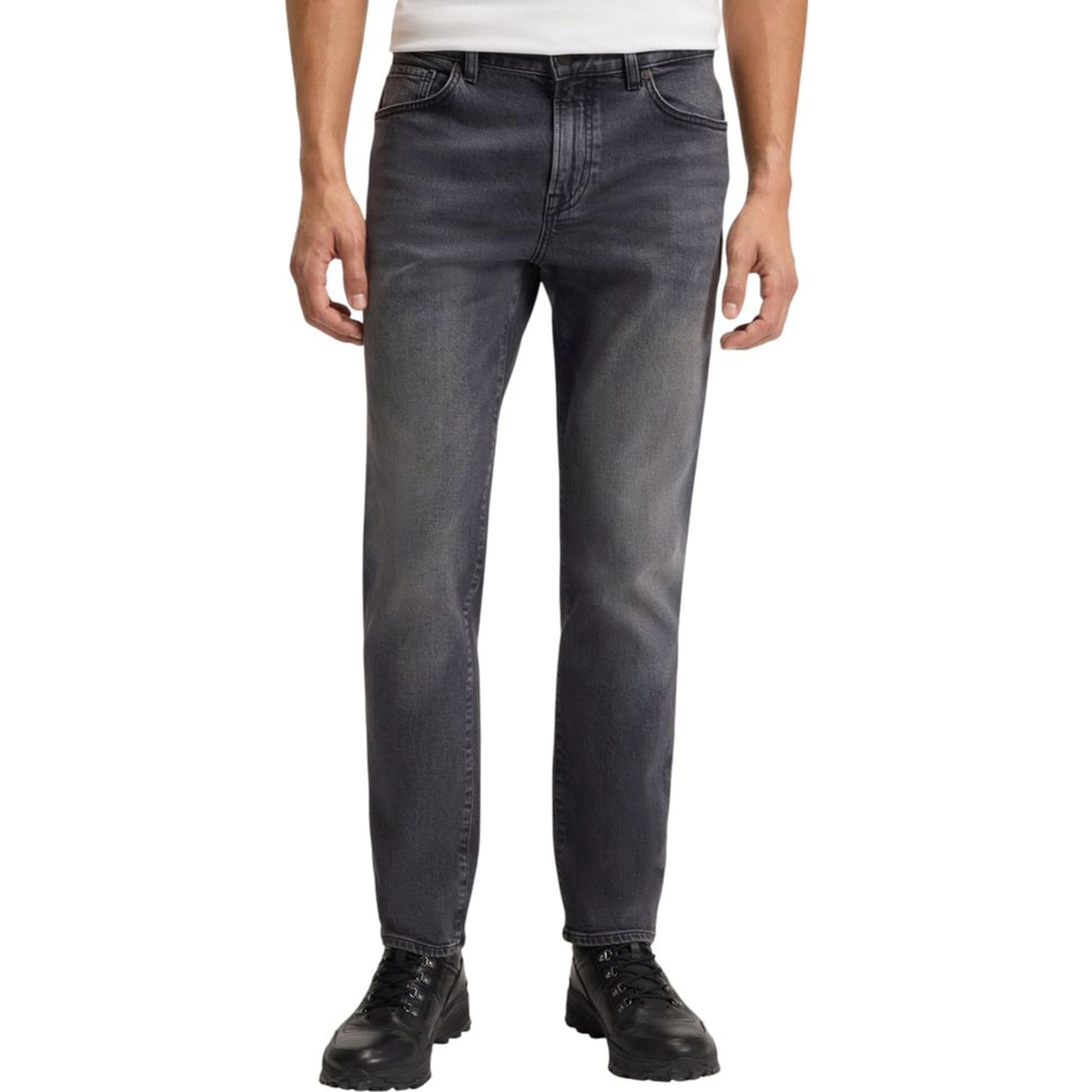 Gray Cotton Relaxed Fit Jeans