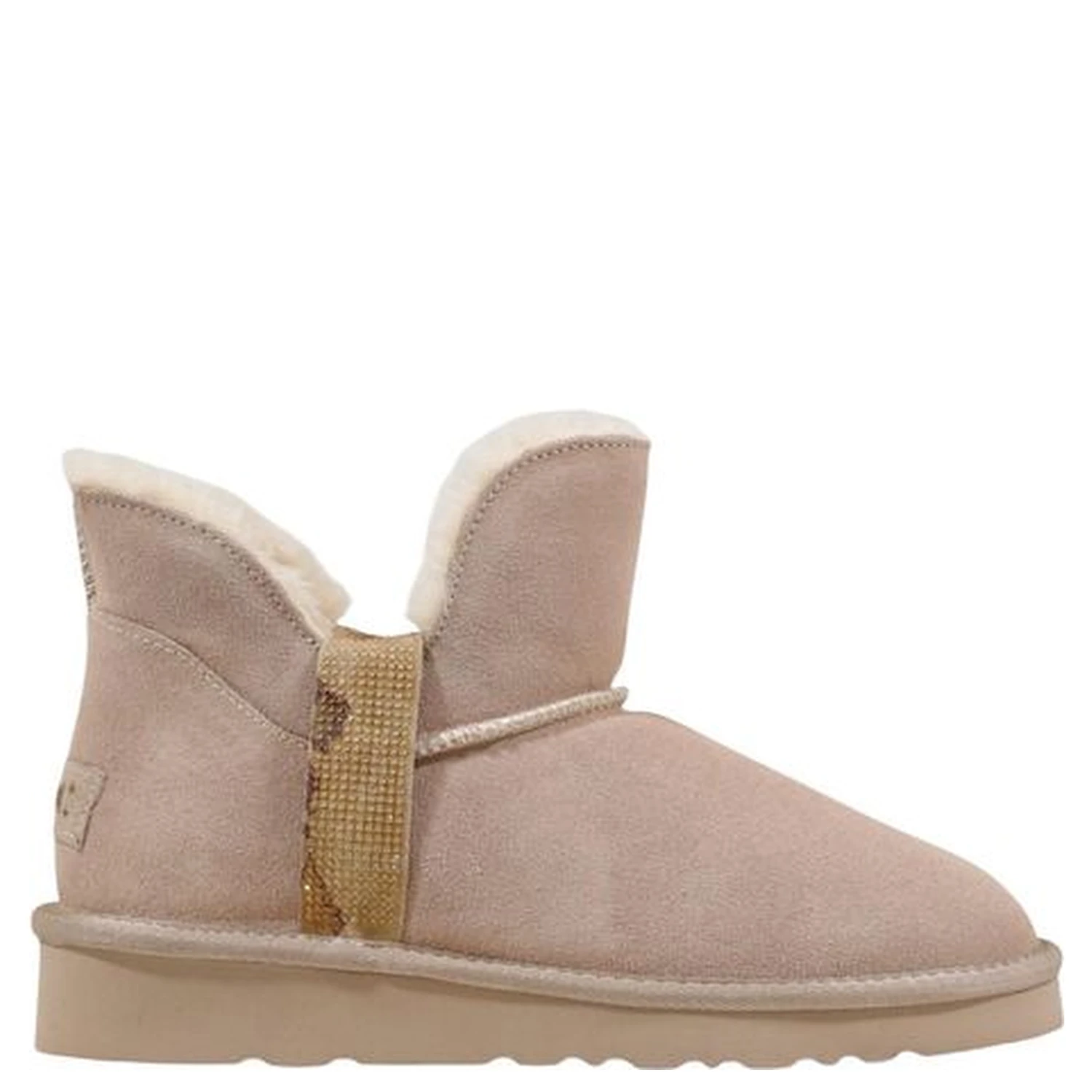 Beige Leather Ankle Boots