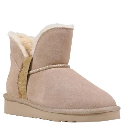 Beige Leather Ankle Boots
