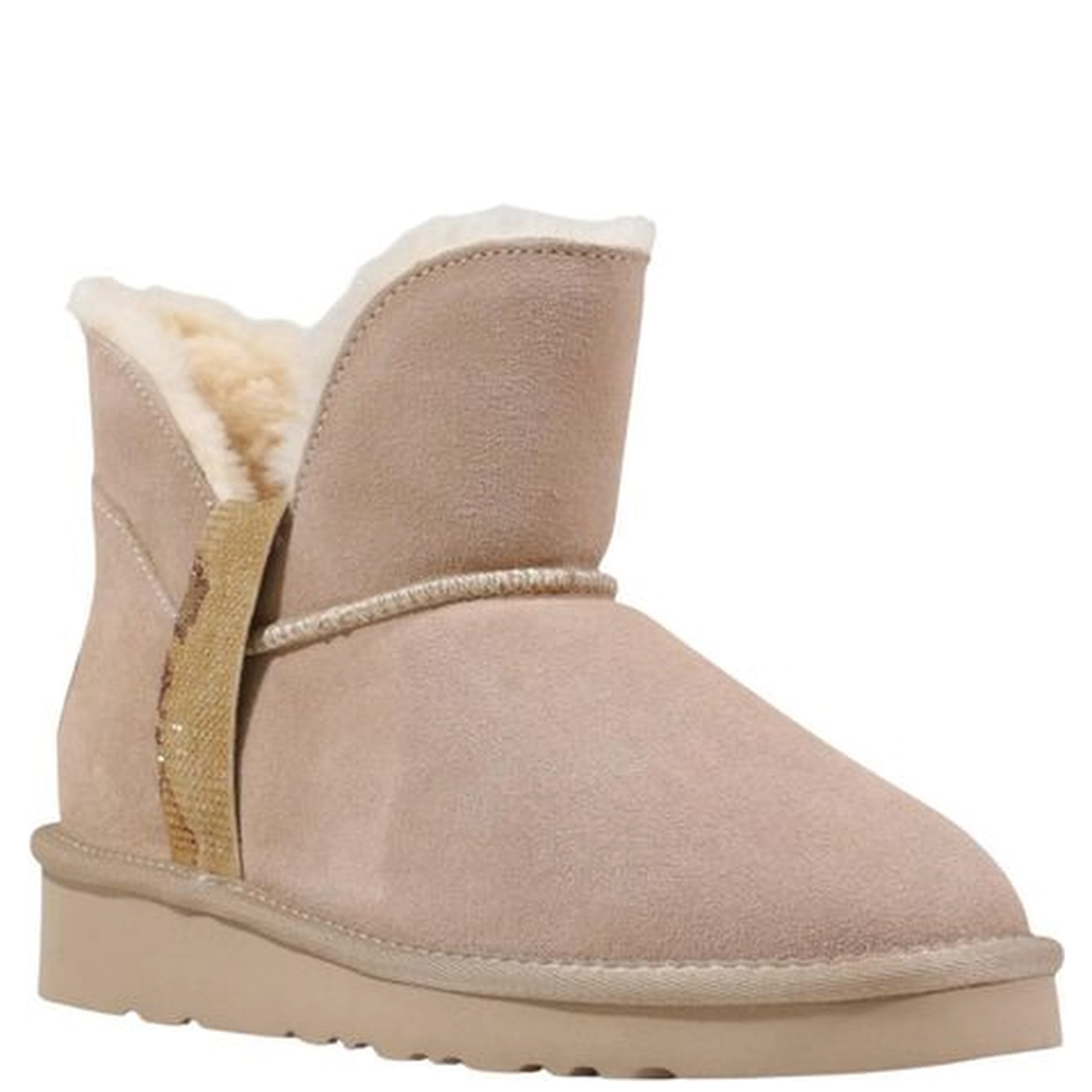 Beige Leather Ankle Boots