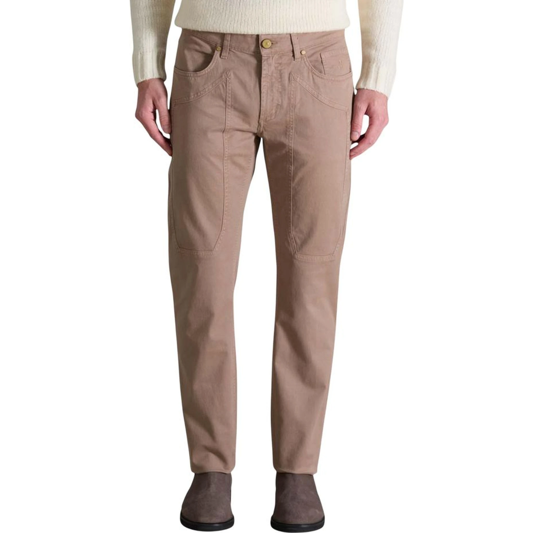 Beige Cotton Skinny Pants