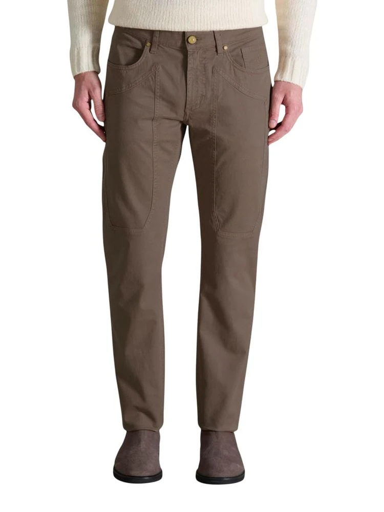 Brown Cotton Skinny Pants