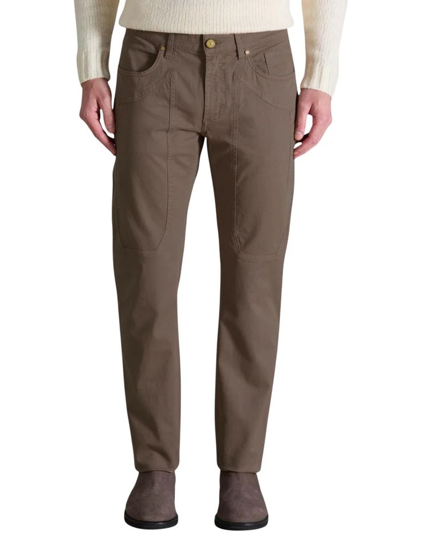 Brown Cotton Skinny Pants