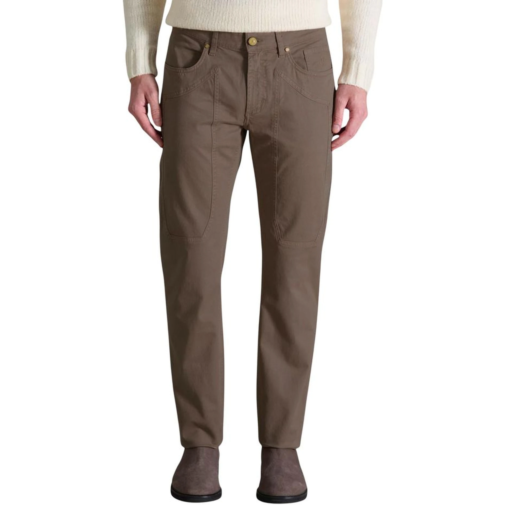 Brown Cotton Skinny Pants