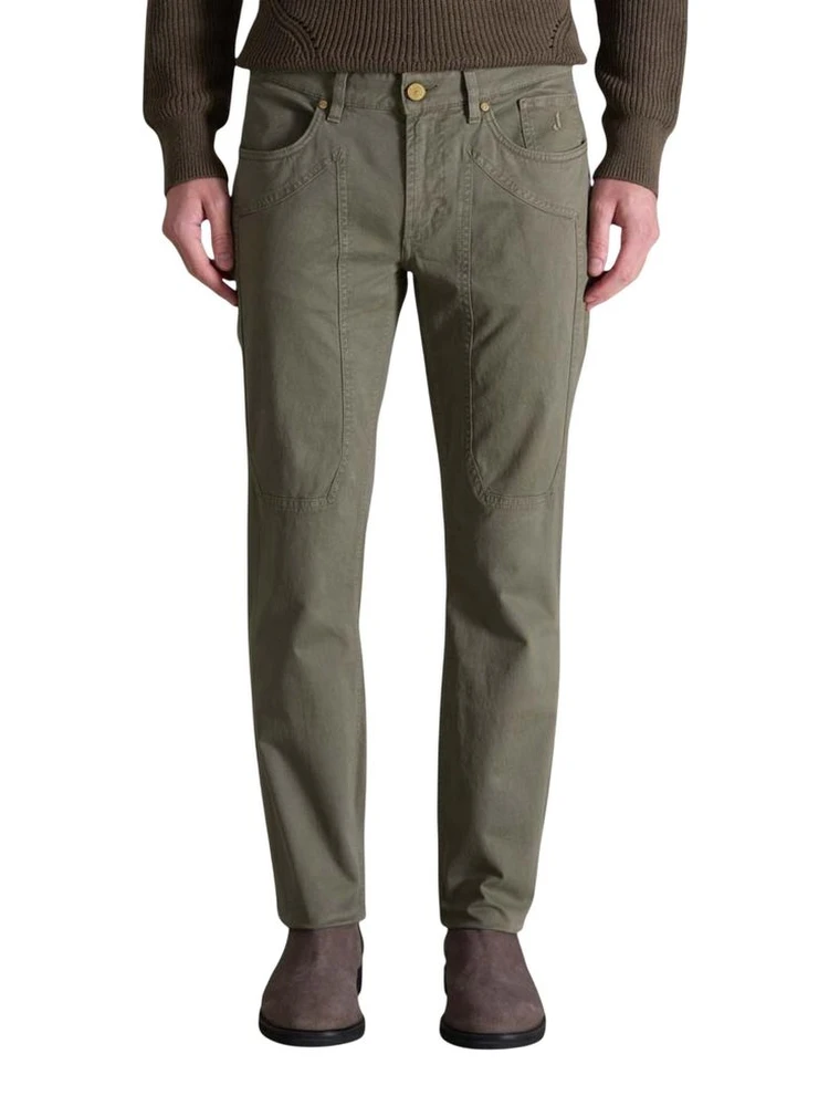 Green Cotton Skinny Pants