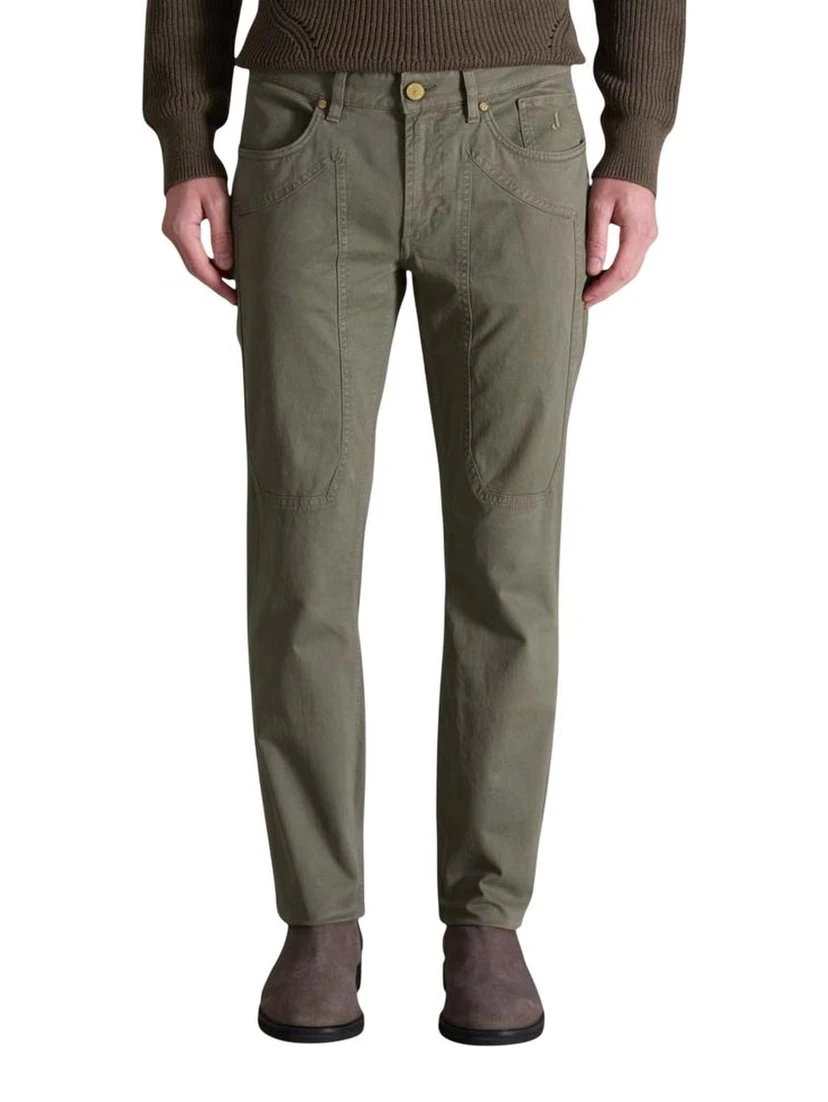 Green Cotton Skinny Pants