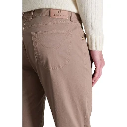 Beige Cotton Skinny Pants