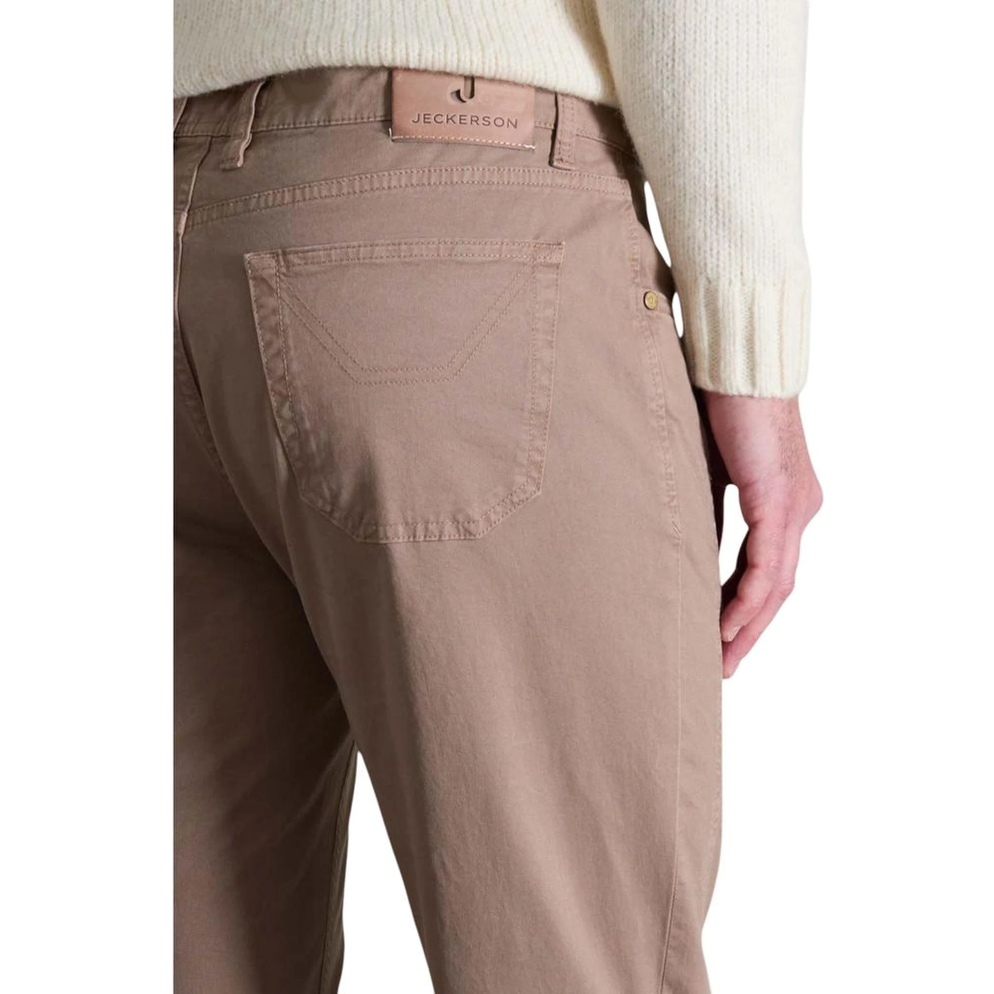 Beige Cotton Skinny Pants
