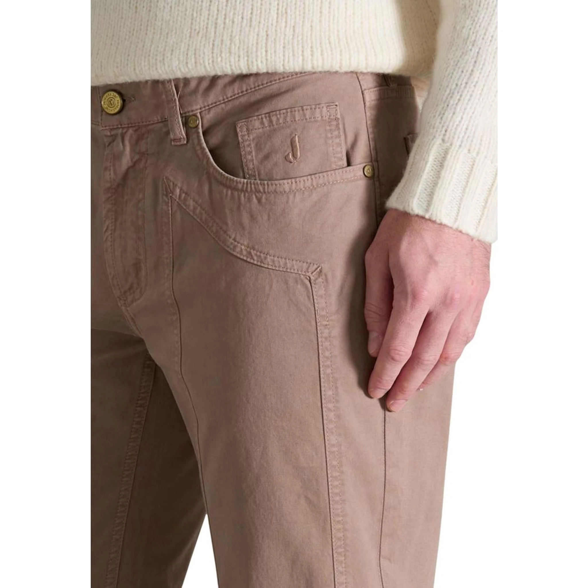 Beige Cotton Skinny Pants