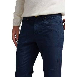 Blue Cotton Skinny Pants