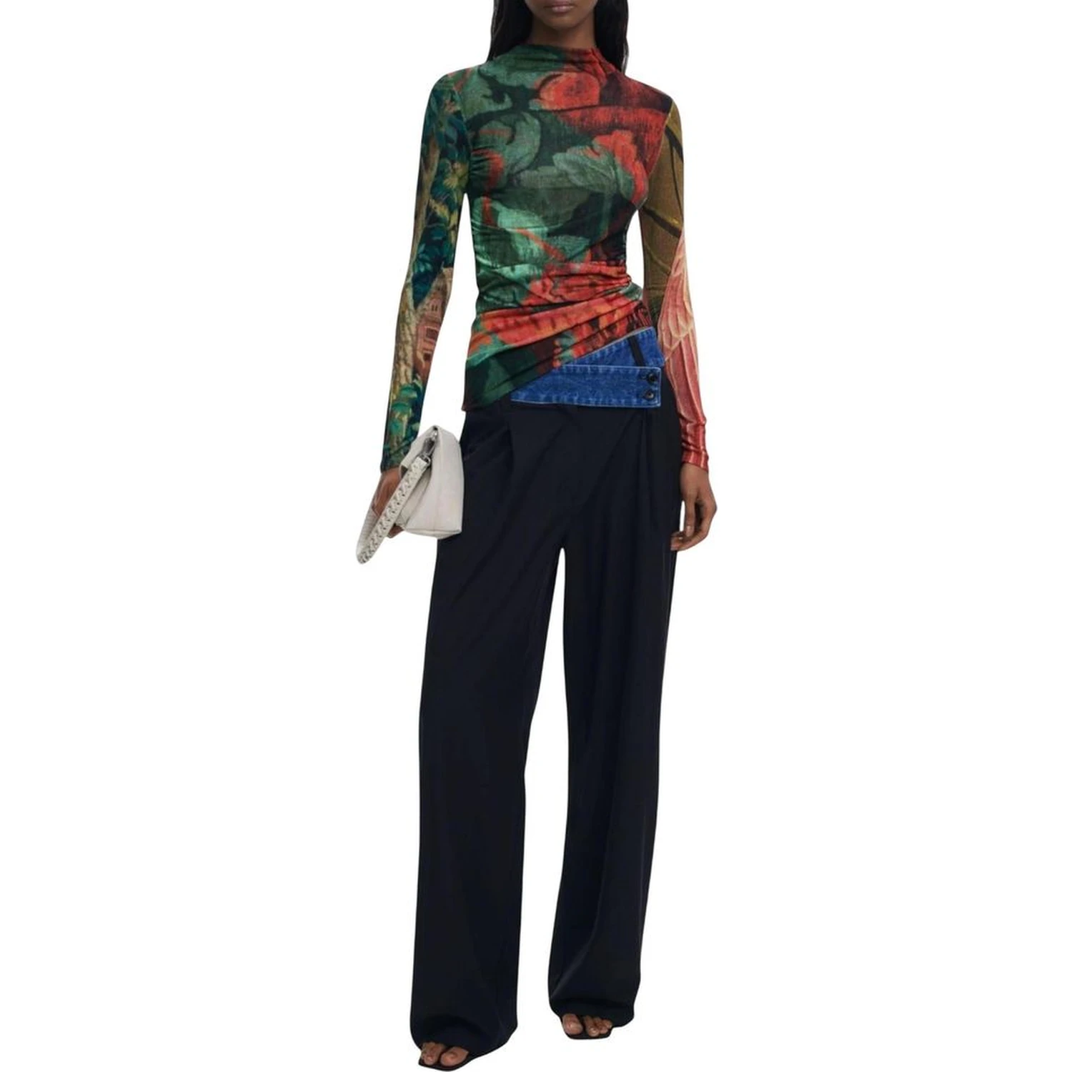 Bicolor Viscose Long Sleeve T-Shirt