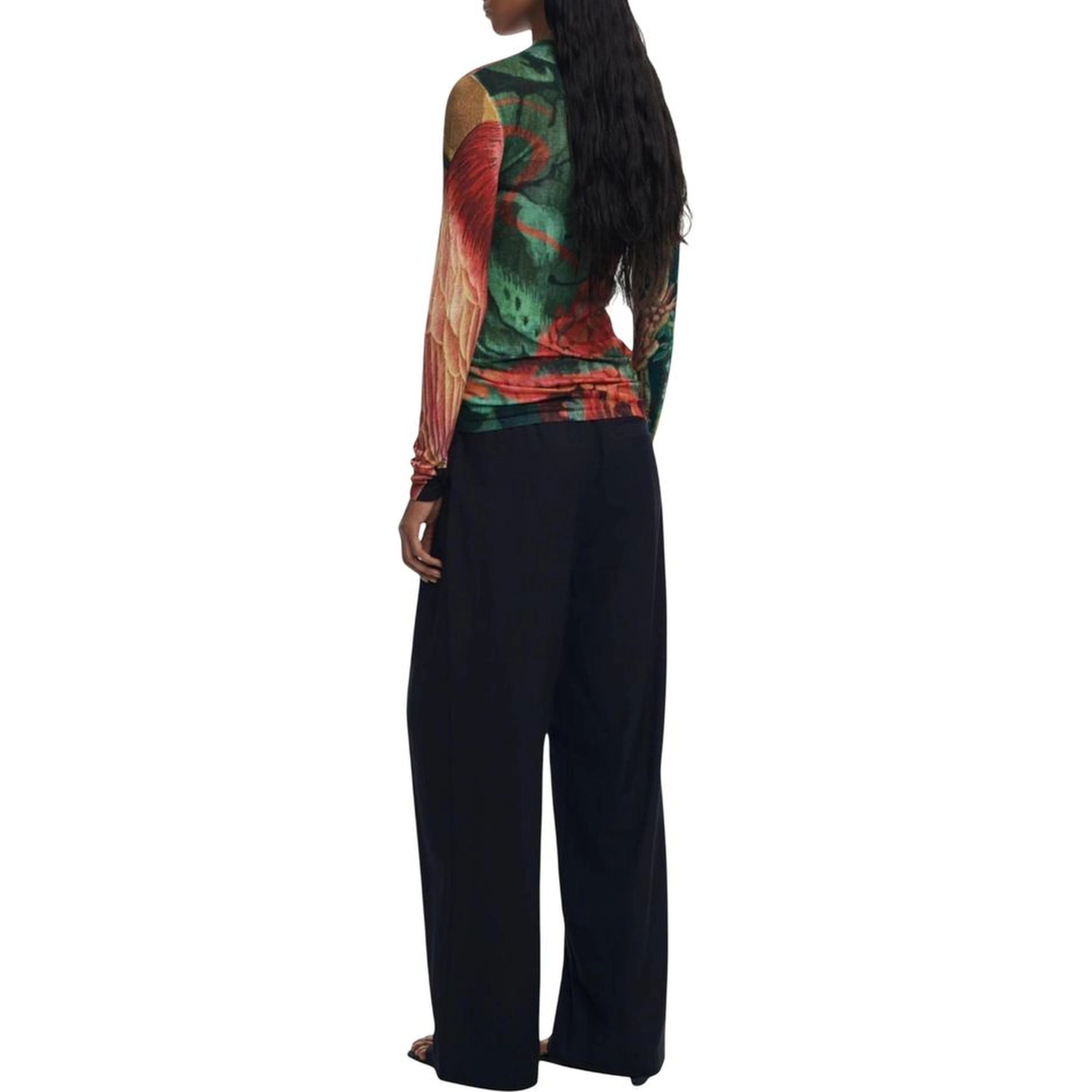 Bicolor Viscose Long Sleeve T-Shirt