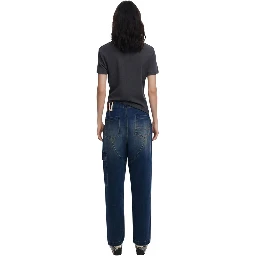 Blue Cotton Boyfriend Jeans