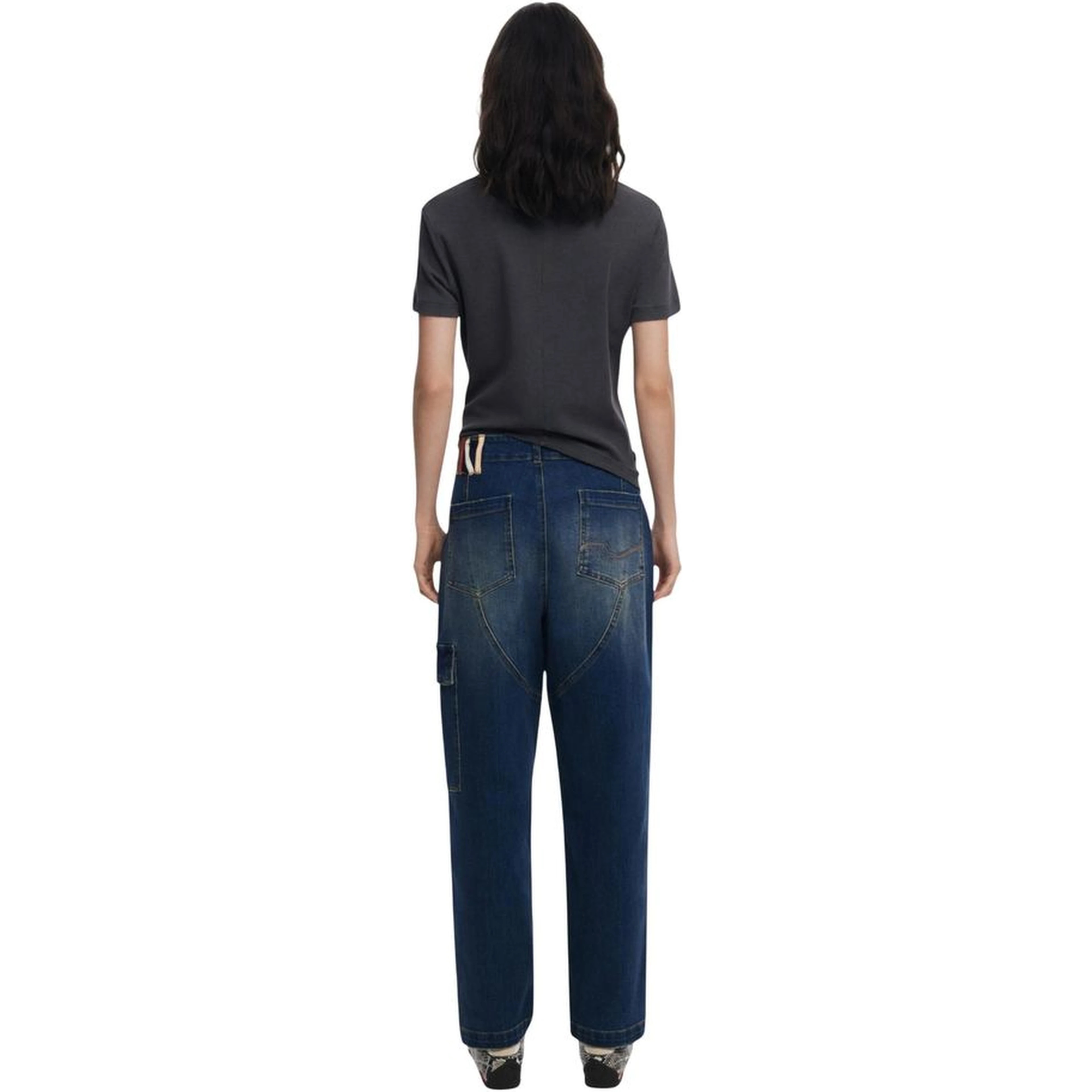 Blue Cotton Boyfriend Jeans