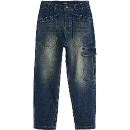 Blue Cotton Boyfriend Jeans