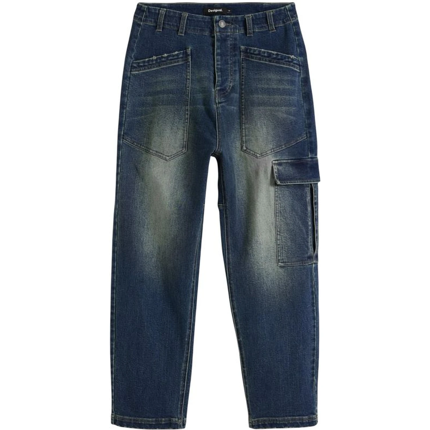 Blue Cotton Boyfriend Jeans