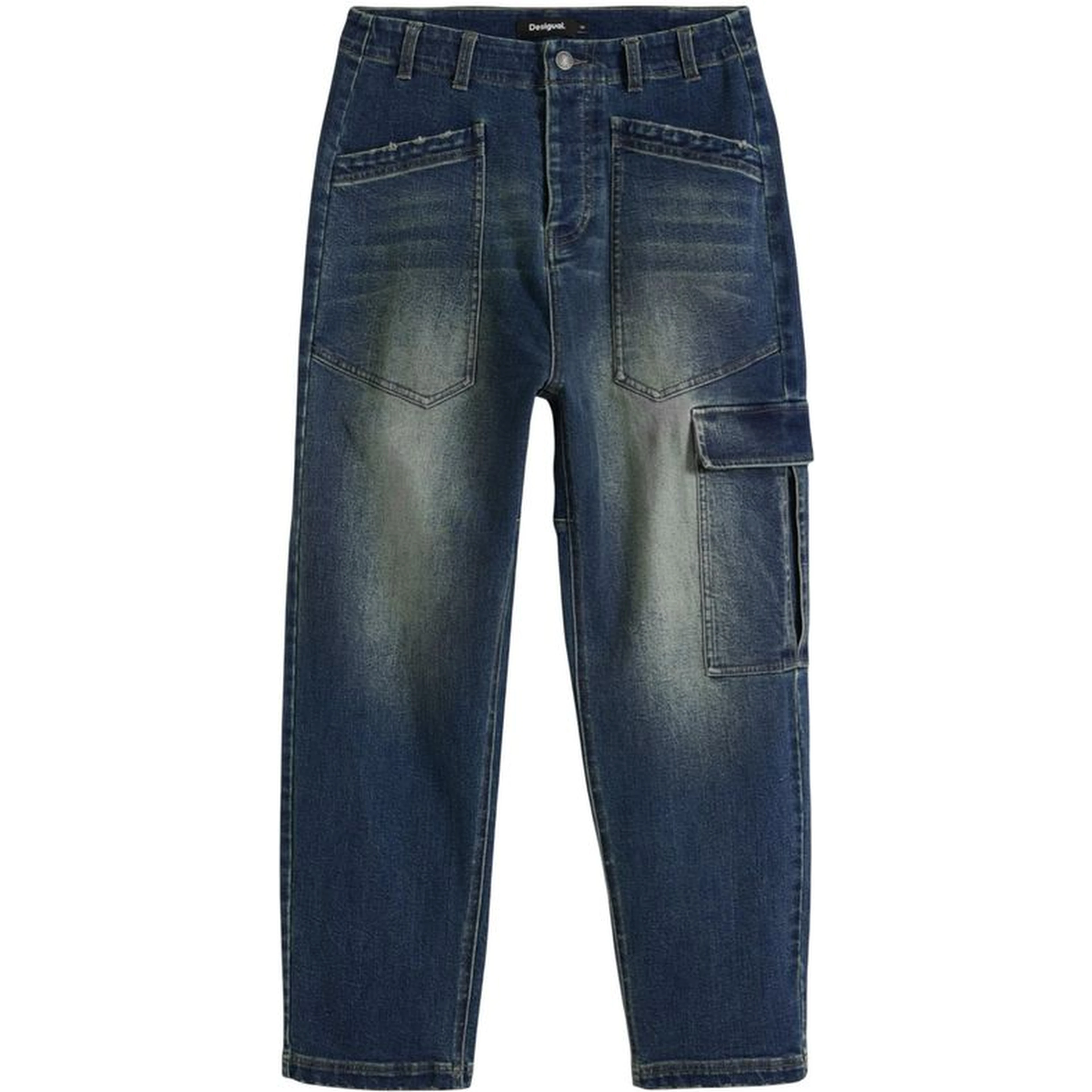 Blue Cotton Boyfriend Jeans