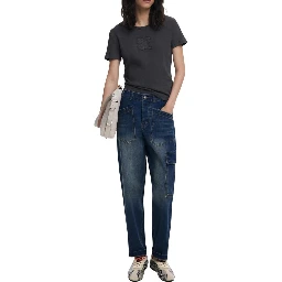 Blue Cotton Boyfriend Jeans